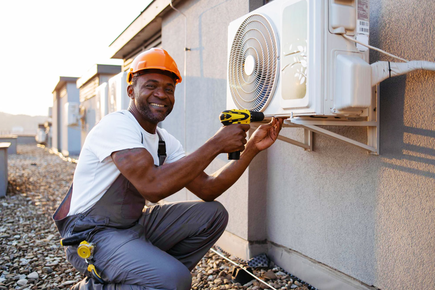 New air conditioning unit installed in a modern Dubai villa