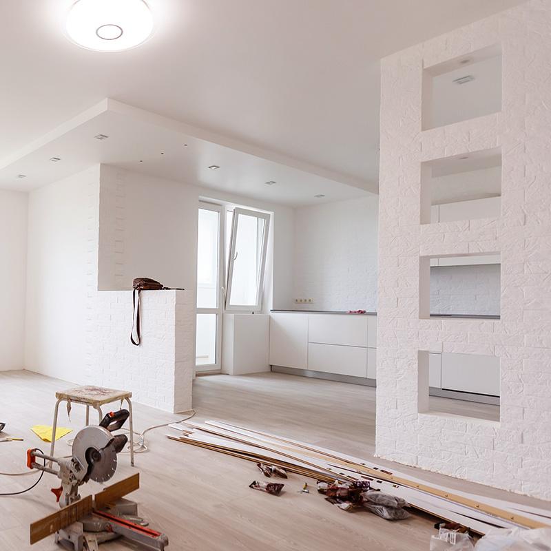 Living room with customized gypsum partitions