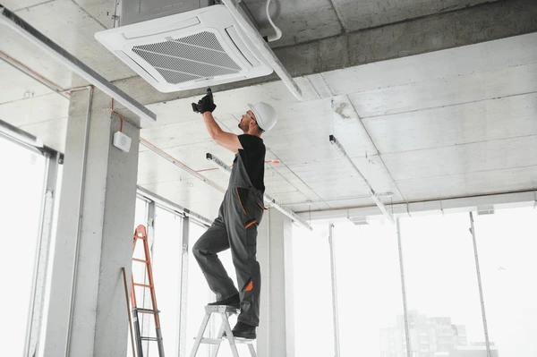 Installation of central AC unit in a commercial building